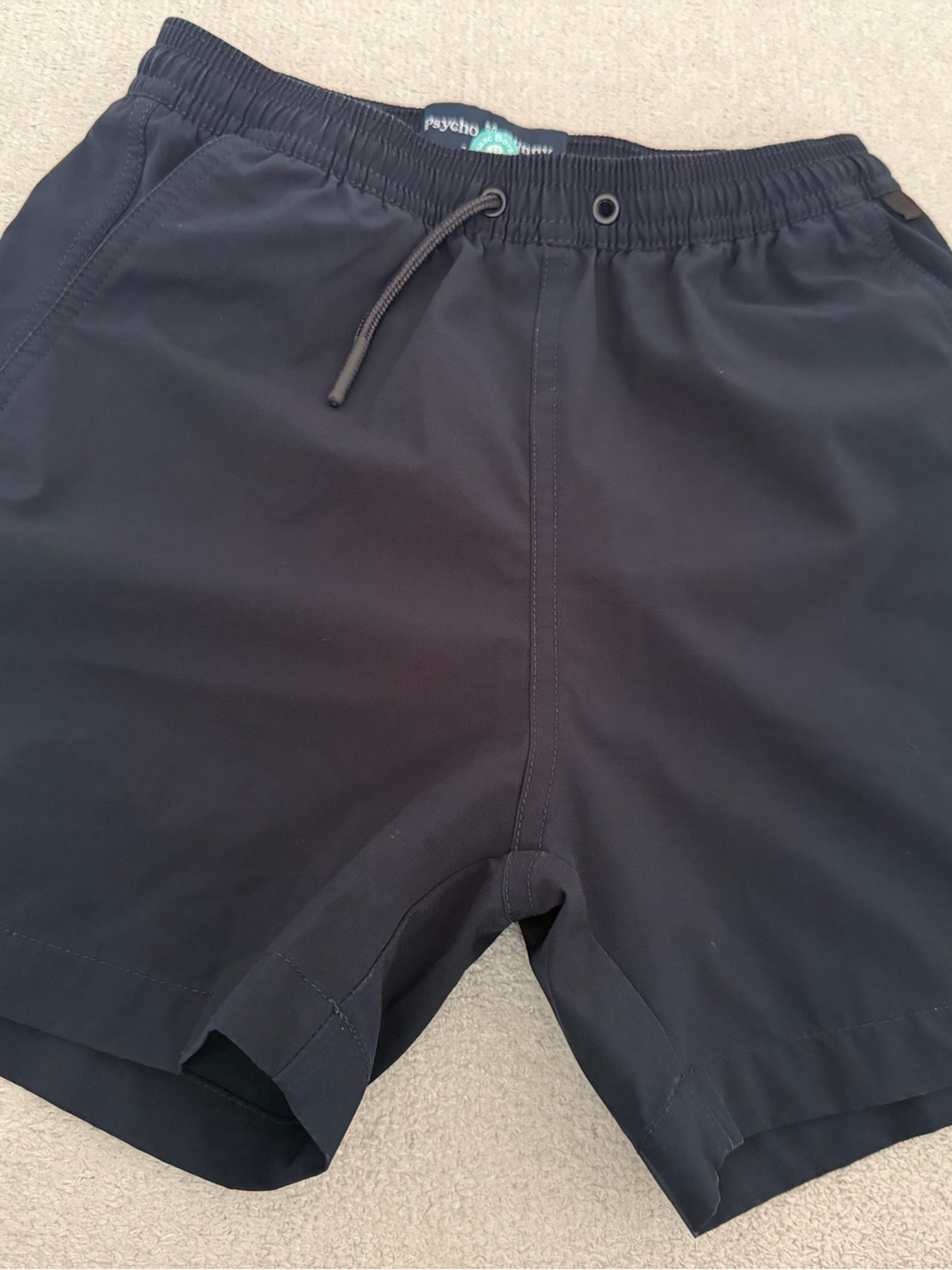 Psycho Bunny Black Kids Swim Trunks with Drawstring